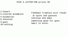 Pick a letter for prizes 99
