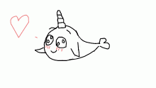 This cute narwhal loves you