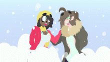 Redraw of Me and Fluffy in winter