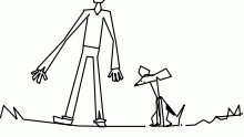 Tall man and Cubic Dog