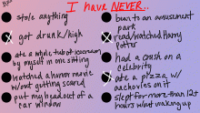 i have never....