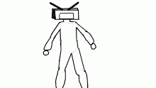 Rough sketch of tv head with body